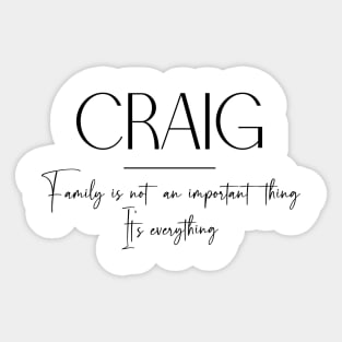Craig Family, Craig Name, Craig Middle Name Sticker